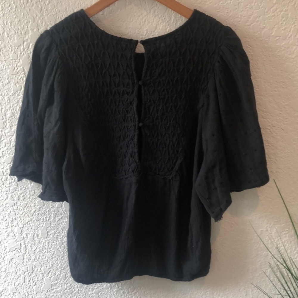Free People Black Flutter Sleeve Blouse - Picture 5 of 5